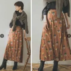 アーバンリサーチ フラワードットプリントスカート キャメル