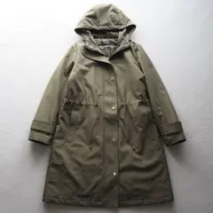 【美品】 ローレン ラルフローレン 中綿 ロゴ金具 フード付き ロングコート