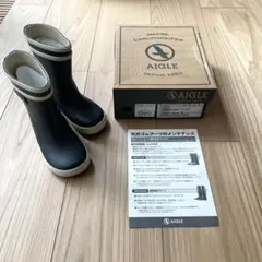 AIGLE ブラック 長靴　レインブーツ　保育園　入園準備　雨具　14〜15cm