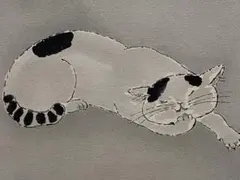 長島伸夫 版画 猫 額装 136/300 直筆サイン入り 絵画