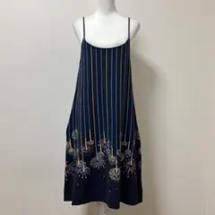 グラニフ　ロングワンピース　花火　夏　爽やか　ブラック　夜　夜空　可愛い