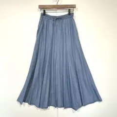 グローバルワーク　ロングフレアスカート　　ゴムウエスト　リボン　ライトブルー