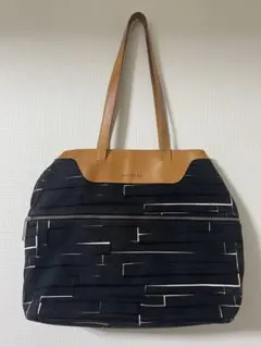マリメッコ/ティーリスキヴィ/キャンバス×レザー/トートバッグ/ネイビー