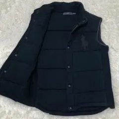 【希少✨】ポロラルフローレン　ダウンベスト　中綿　レザー　ビッグポニー刺繍　M