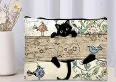 黒猫ちゃん柄ポーチ　レディースポーチ　メイクポーチ　小物ポーチ　猫　猫柄