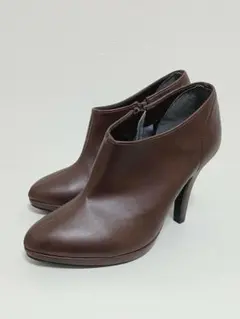 美品☆ ESPERANZA ショート ブーティ S 茶 9cm ヒール