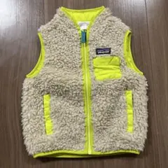 patagonia ベビーベスト 2T ベージュ/ネオンイエロー