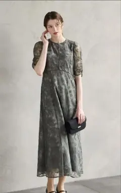 aimer ワンピース　エンブロイダリーチュールパイピングドレス　グリーン M