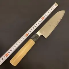 銘入　三徳包丁 鋼　木製ハンドルのサムネイル