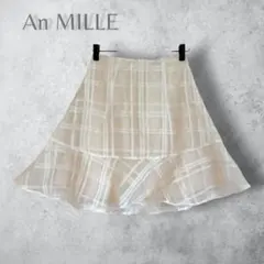 An MILLE アンミール　シアーチェックフレアスカート　ミニ丈　ベージュのサムネイル