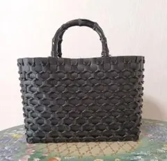 PPバンドバック、プラカゴ、かごバック、エコバッグ、ブラック