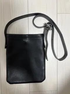 ハッシュタグ レザー ショルダーバッグ ブラック ビジネス クロス