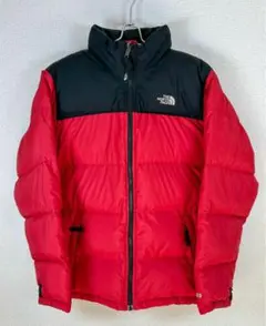 ノースフェイス 600 ダウンジャケット 赤 黒 メンズS相当 韓国古着