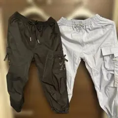 カーゴパンツ 2枚セット ブラック ライトブルー