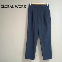 グローバルワーク キャリーマン テーパードパンツ ネイビー L 通勤 ビジネス
