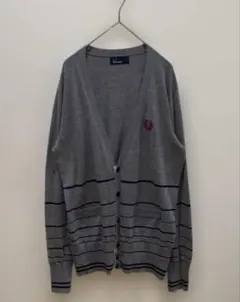 FredPerry カーディガン／ラメ Vネック 刺繍ロゴ フレッドペリー