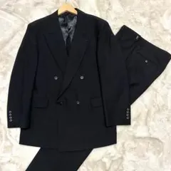 ほぼ未使用✨L&B シルク混 フォーマルスーツ ダブル ブラック 背抜き M