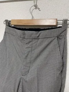 GU チェック柄フレアスラックス ブルー グレー