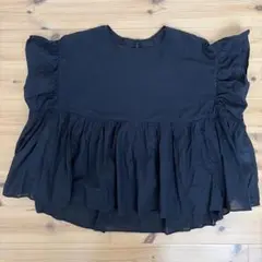 【LOWRYSFARM】ボイルフリルチュニックシャツ 黒