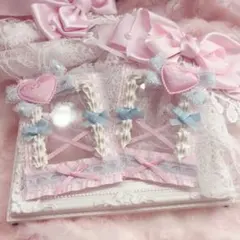 ホイップデコ クリアケースデコ リボン レース 量産型 ピンク 水色