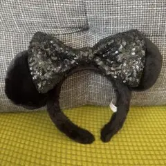 ミニーマウス風 黒カチューシャ もこもこ