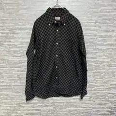 チャオパニック ✨ギンガムチェック柄長袖シャツ S モノトーン メンズ 古着