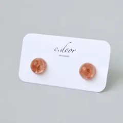 NO.690 オレンジ天然石イヤリング/ピアス