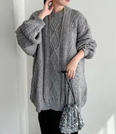 Oldderby Knitwear ケーブルニット　グレー