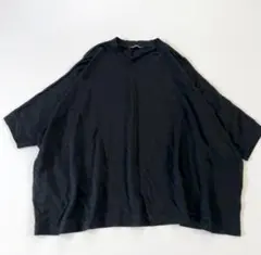 【極美品】ミズイロインド リネンニット 麻 ビックシルエットフリー 黒