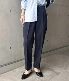 きれいめツイル美脚ドローストリングテーパードパンツ