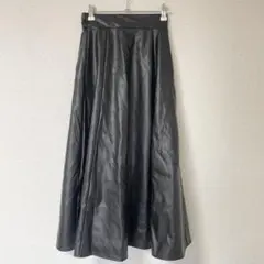 レザー ロングスカート ブラック M