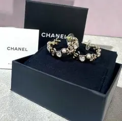 美品 CHANEL シャネル ココマーク フープピアス ストーン ゴールド