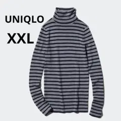 美品 UNIQLO XXL グレー メリノリブ タートルネックセーター ニット