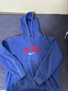 NIKE パーカー ブルー レッド刺繍ロゴ Mサイズ
