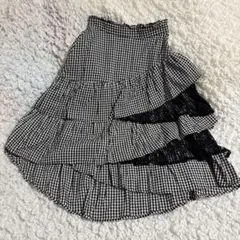 アンクルージュ　ギンガムチェック レース スカート