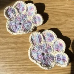 ハンドメイド　肉球コースター　2枚セット