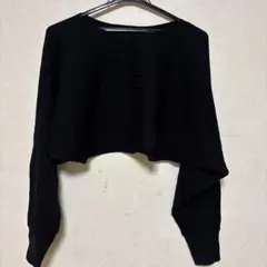 GU ブラックリブ編みクロップド長袖ニットサイズM