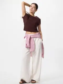 UNIQLO スウェットワイドパンツ/丈長め Sサイズ　オフホワイト　一回着用
