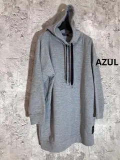☘️AZUL グレー フード付き オーバーサイズ パーカー チュニック トレーナー