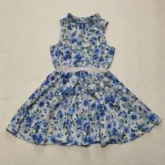 ローリーズファーム　花柄ノースリーブひざ丈ワンピース　青　レディース服　Mサイズ