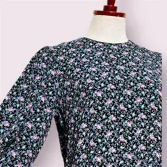 vintageヴィンテージワンピース花柄総柄ノーカラーレトロUSA海外古着