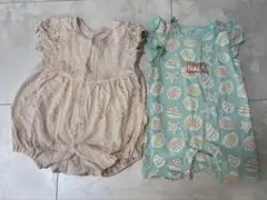 70ロンパース2着セット　アイスクリーム柄　貝殻 シェル　マリン