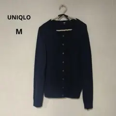 UNIQLO クルーネックカーディガン 長袖 紺色 Mサイズ