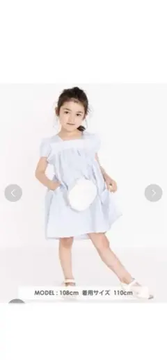 SLAPSLIP ギンガムチェックレースパフスリー ブワンピース　ドレス　110