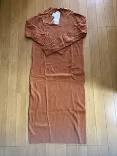 URBAN RESEARCH オレンジ リブニットワンピース フリーサイズ