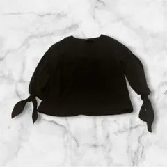 FOREVER21Contemporaryリボン袖ブラウス黒XS