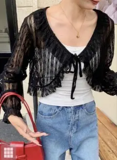 リボンレースフリルカーディガン[at2491]のサムネイル