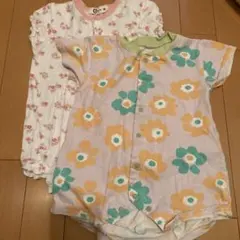ベビー ロンパース 2枚セット 80cm 花柄のサムネイル
