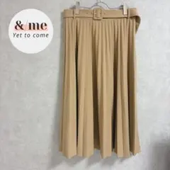 美品　ザラ　プリーツスカート　ロング　ベージュ　ベルト付き　L 大きいサイズ