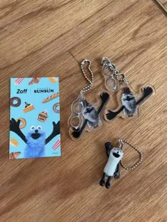 パペットスンスン　Zoff アクキー　ゾンゾン　３点セット　ショップカードつき